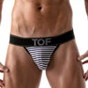 Marineblaue Push-up Jockstraps mit markanten Streifen von TOF Paris