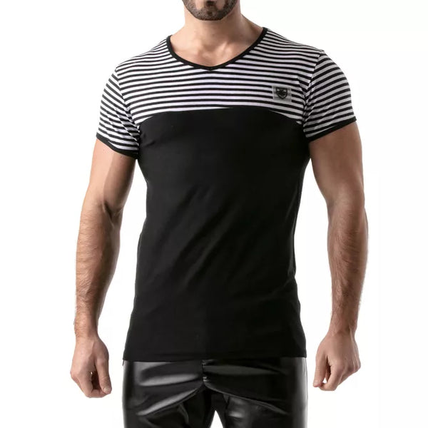 Gestreiftes verführerisches Herren T-Shirt mit athletischem Schnitt von TOF Paris
