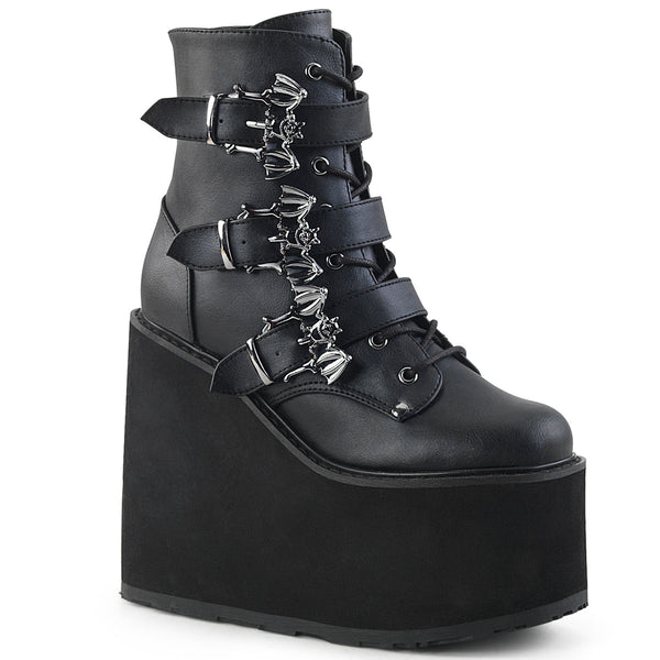 SWING-103 Plateau Stiefeletten Schwarz von DemoniaCult