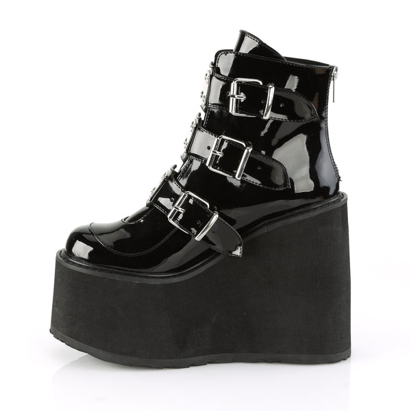 SWING-105 Plateau Stiefeletten schwarz lack von DemoniaCult – Ansicht 3