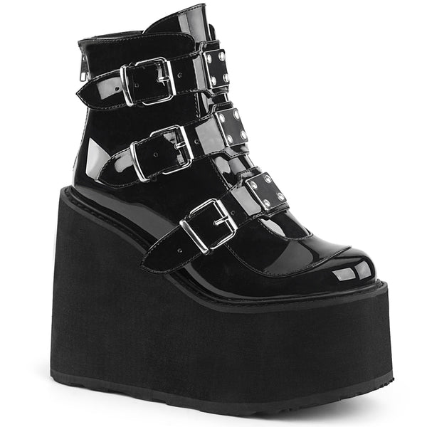 SWING-105 Plateau Stiefeletten schwarz lack von DemoniaCult