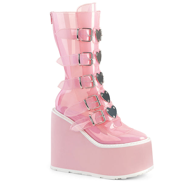 SWING-230C Plateau Stiefel - PVC Rosa von DemoniaCult