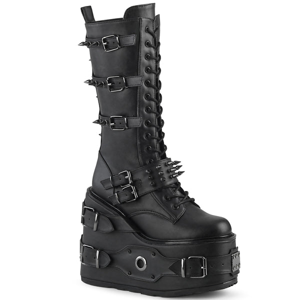 SWING-327 Plateau Stiefel - Schwarz Matt von DemoniaCult