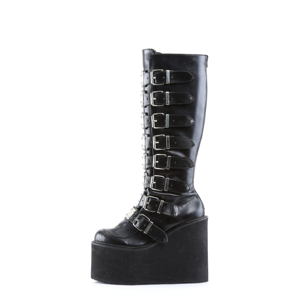 SWING-815 Plateau Stiefel - Schwarz Matt von DemoniaCult – Ansicht 3