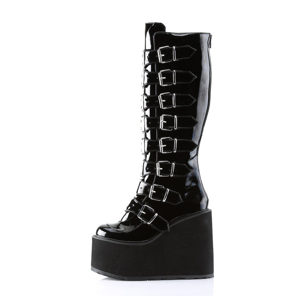 SWING-815 Plateau Stiefel - Schwarz Lack von DemoniaCult – Ansicht 3