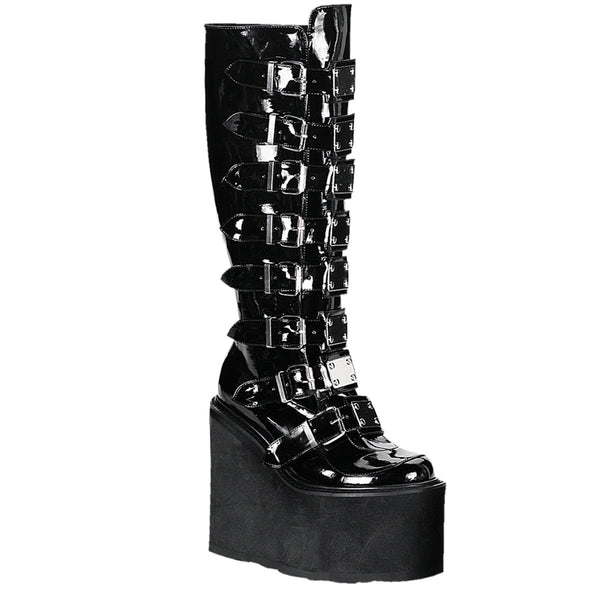 SWING-815 Plateau Stiefel - Schwarz Lack von DemoniaCult