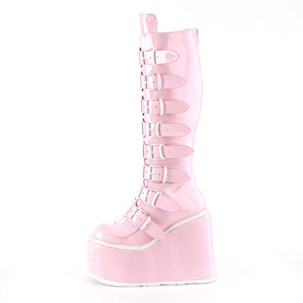 SWING-815 Plateau Stiefel - Rosa lack Holo von DemoniaCult – Ansicht 3