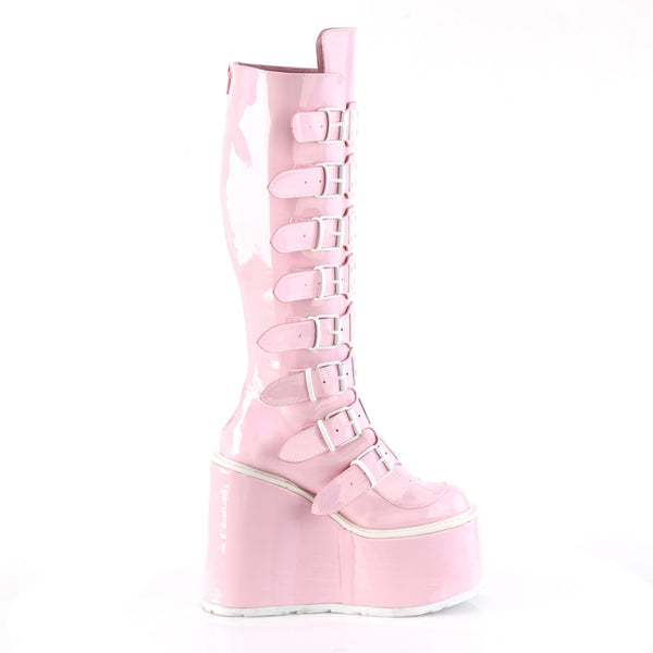 SWING-815 Plateau Stiefel - Rosa lack Holo von DemoniaCult – Ansicht 5