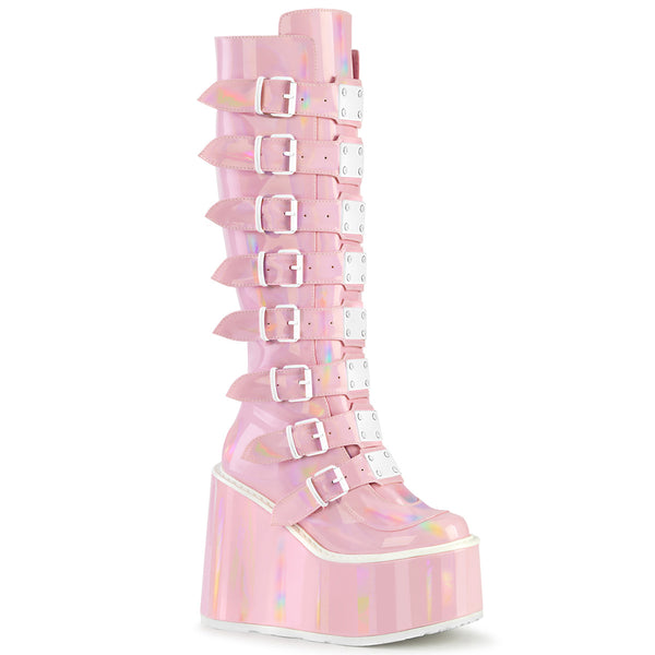 SWING-815 Plateau Stiefel - Rosa lack Holo von DemoniaCult