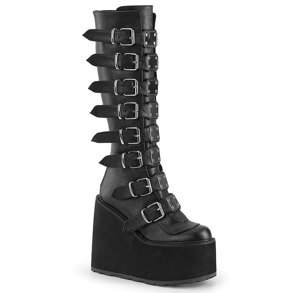 SWING-815 Plateau Stiefel - Schwarz Matt von DemoniaCult
