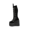 SWING-815 Plateau Stiefel - Schwarz Velour von DemoniaCult – Ansicht 3