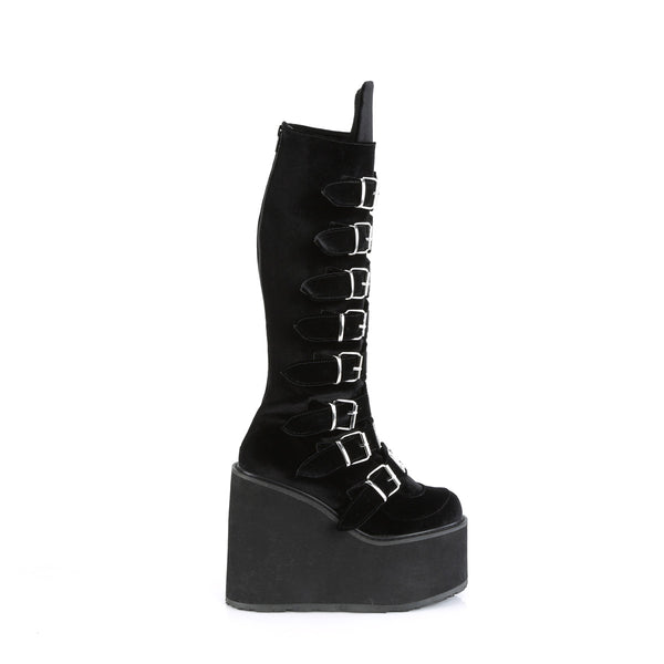 SWING-815 Plateau Stiefel - Schwarz Velour von DemoniaCult – Ansicht 5