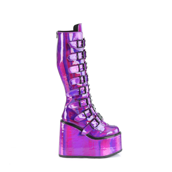 SWING-815 Plateau Stiefel - Violett Lack/Holo von DemoniaCult – Ansicht 5