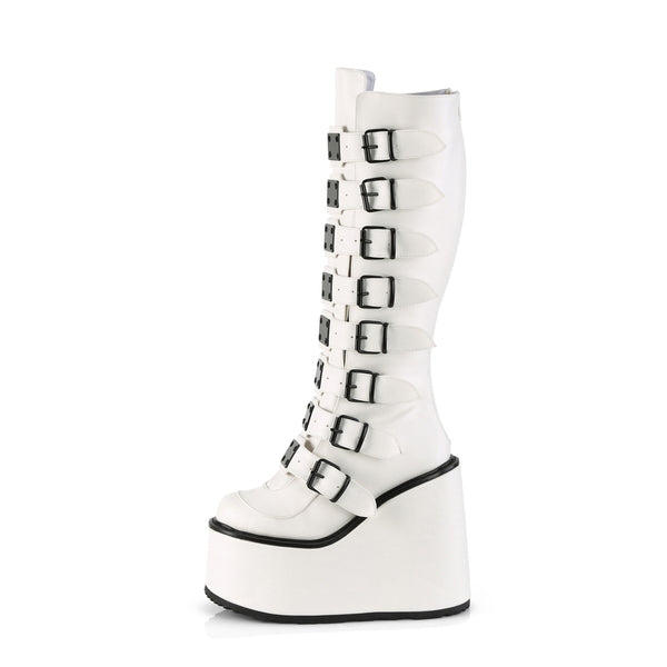 SWING-815 Plateau Stiefel - Weiss Lack von DemoniaCult – Ansicht 3