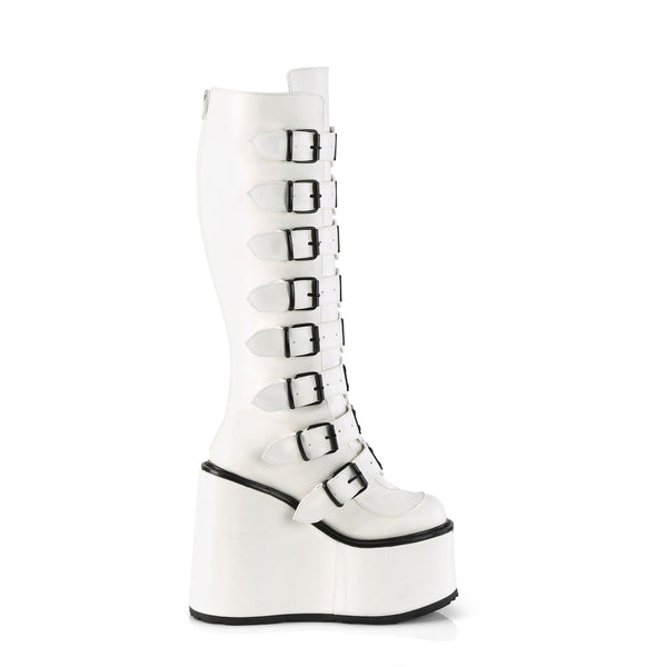 SWING-815 Plateau Stiefel - Weiss Lack von DemoniaCult – Ansicht 5