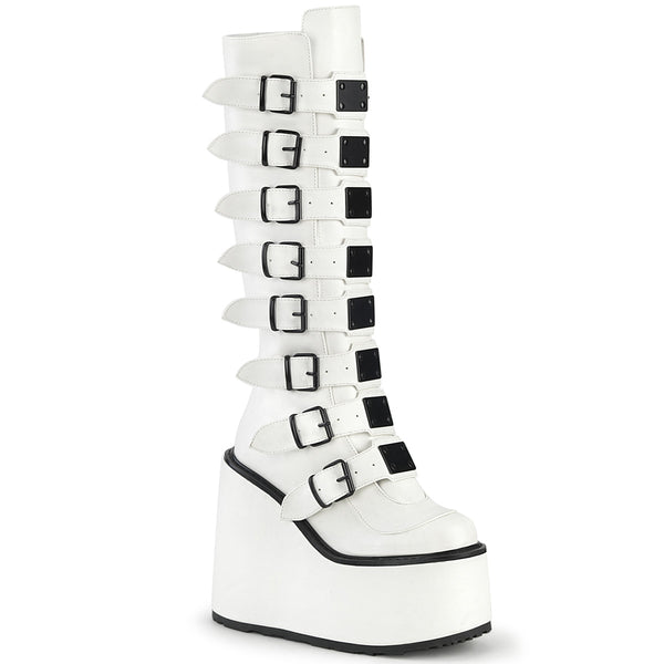 SWING-815 Plateau Stiefel - Weiss Lack von DemoniaCult
