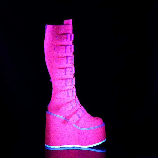 SWING-815 Plateau Stiefel - Pink neon UV von DemoniaCult – Ansicht 5
