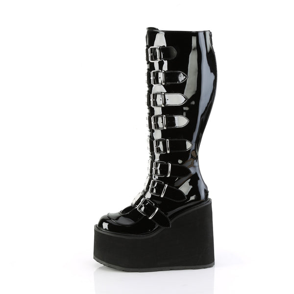 SWING-815WC (Weitschaft) Plateau Stiefel - Schwarz Lack von DemoniaCult – Ansicht 3