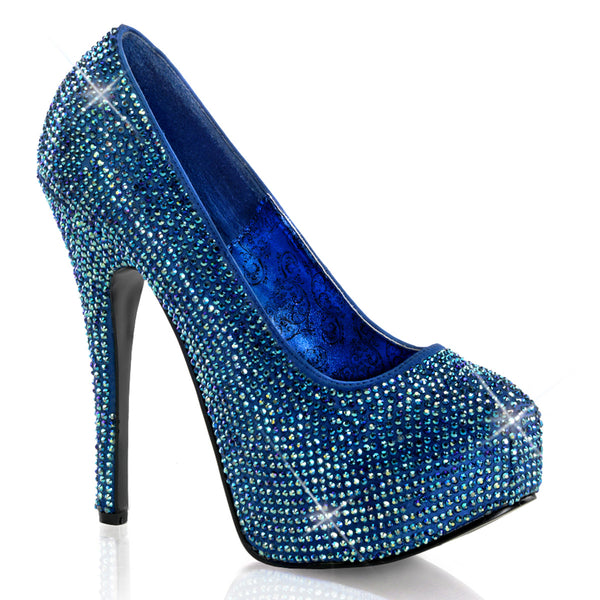 TEEZE-06R Plateau Pumps - Glitter Blau von Bordello