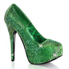 TEEZE-06R Plateau Pumps Green Satin-Irid von Bordello
