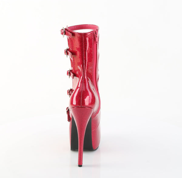 TEEZE-23 Plateau Stiefeletten/Sandaletten - Rot Lack Glitzer von DemoniaCult – Ansicht 4
