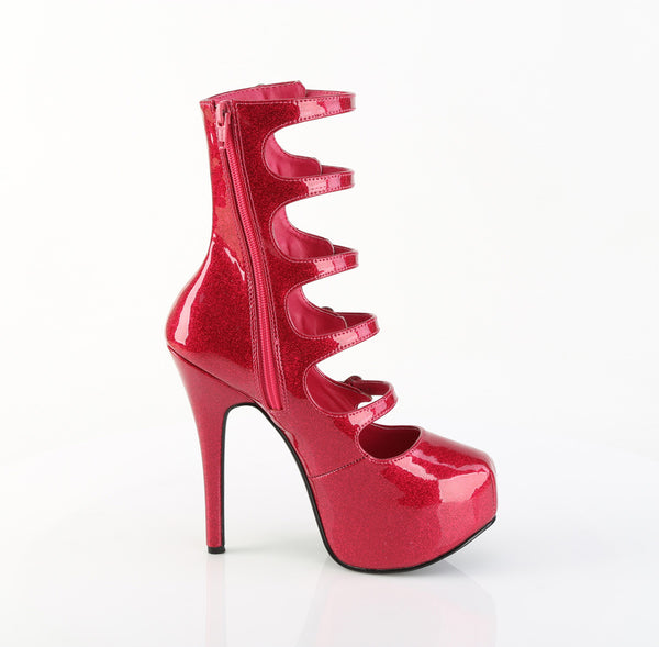 TEEZE-23 Plateau Stiefeletten/Sandaletten - Rot Lack Glitzer von DemoniaCult – Ansicht 5