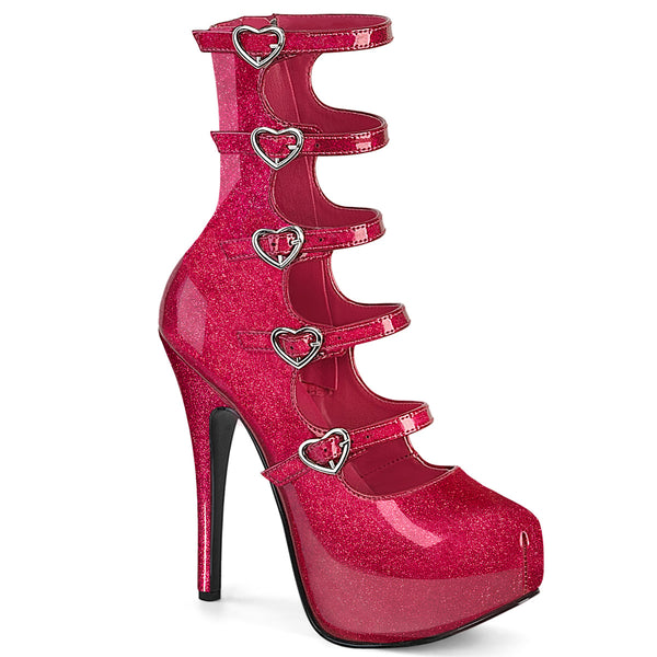 TEEZE-23 Plateau Stiefeletten/Sandaletten - Rot Lack Glitzer von DemoniaCult