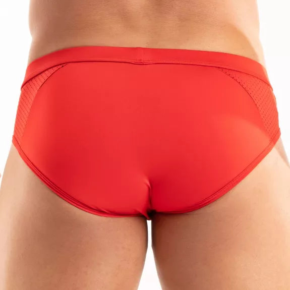 Herren Microfaser Slips - atmungsaktiv, low-rise, rote Eleganz | TOF Paris