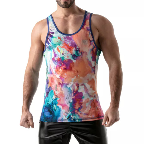 Multifarbenes verführerisches Tanktop mit künstlerischem Druck von TOF Paris