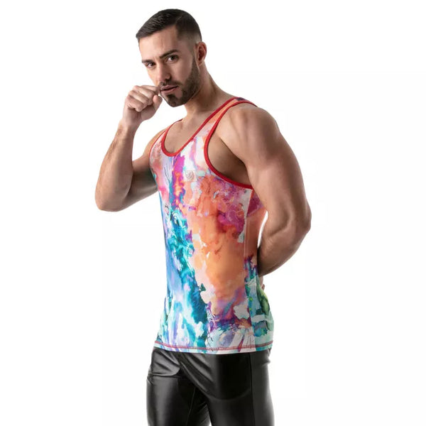 Buntes schimmerndes Tanktop im Aquarell Look für wilde Partynächte von TOF Paris – Ansicht 4