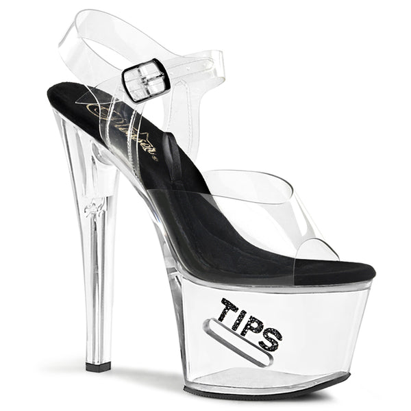 TIPJAR-708-5 Plateau Sandaletten Transparent/Schwarz von Pleaser