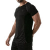Schwarzes sportlich elegantes T-Shirt mit modernen Details von TOF Paris