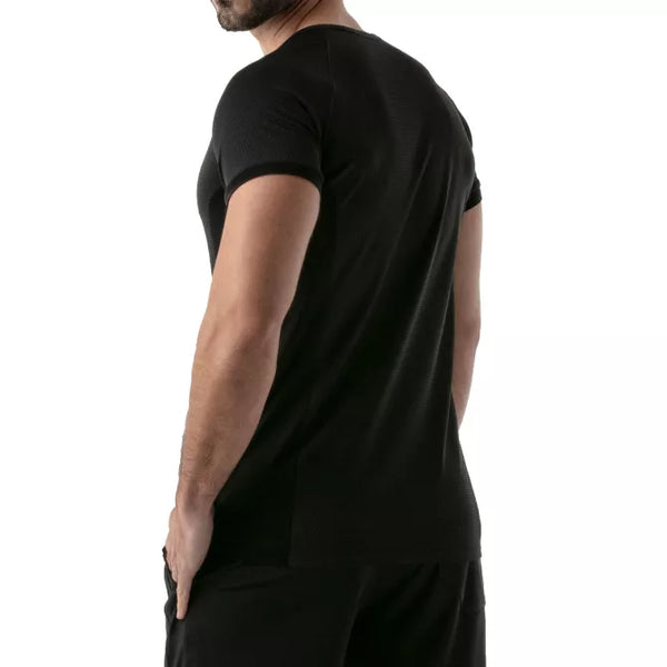 Schwarzes sportlich elegantes T-Shirt mit modernen Details von TOF Paris – Ansicht 3