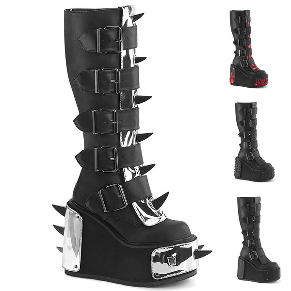 TRANSFORMER-800 Plateau Stiefel - Schwarz Matt von DemoniaCult