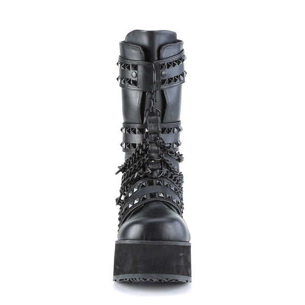TRASHVILLE-138 Plateau Stiefel - Schwarz matt Nieten Gothic von DemoniaCult – Ansicht 2