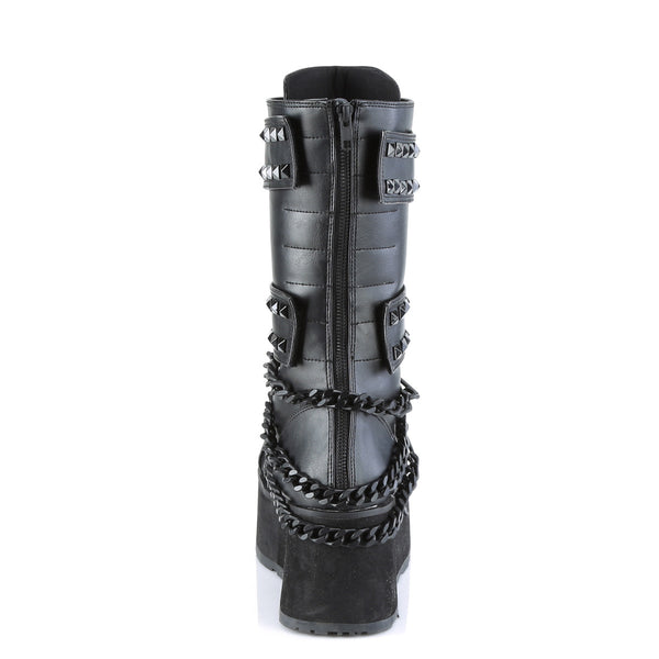 TRASHVILLE-138 Plateau Stiefel - Schwarz matt Nieten Gothic von DemoniaCult – Ansicht 4