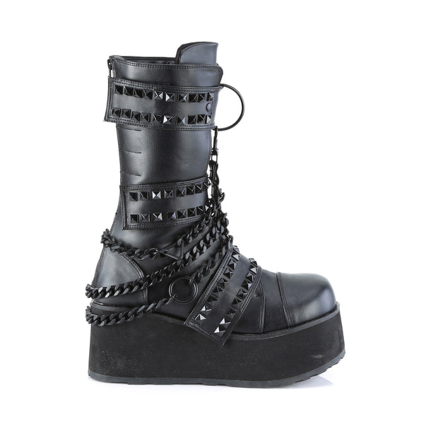 TRASHVILLE-138 Plateau Stiefel - Schwarz matt Nieten Gothic von DemoniaCult – Ansicht 5