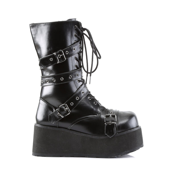 TRASHVILLE-205 Plateau Stiefel schwarz matt Nieten Gothic von DemoniaCult – Ansicht 5