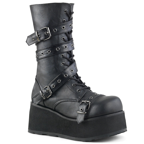 TRASHVILLE-205 Plateau Stiefel schwarz matt Nieten Gothic von DemoniaCult