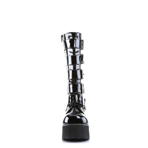 TRASHVILLE-518 Plateau Stiefel Schwarz Lack von DemoniaCult – Ansicht 2
