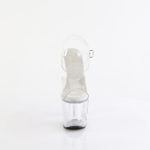 UNICORN-708TGRS - Plateau High Heel Sandaletten - Transparent mit Strass von Pleaser – Ansicht 2