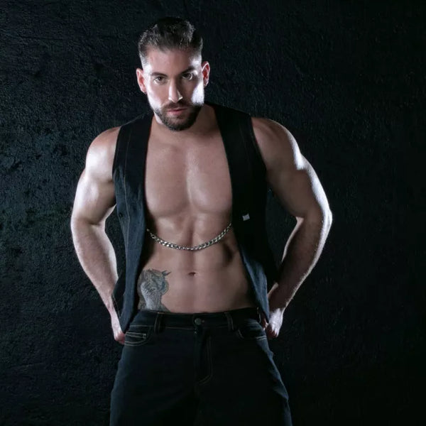 Schwarze Urban Jean Chain-Weste von TOF Paris