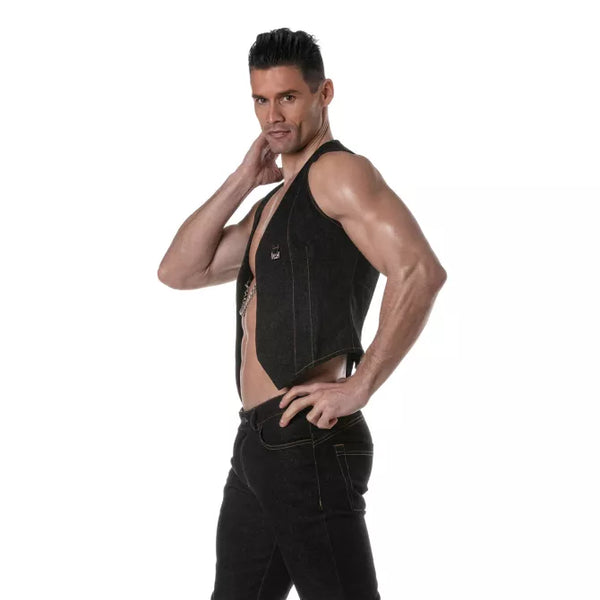 Schwarze Urban Jean Chain-Weste von TOF Paris – Ansicht 3