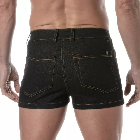 Herren Mini Shorts - Eng geschnitten, Stretch Denim, urbaner Look, Schwarz | TOF Paris