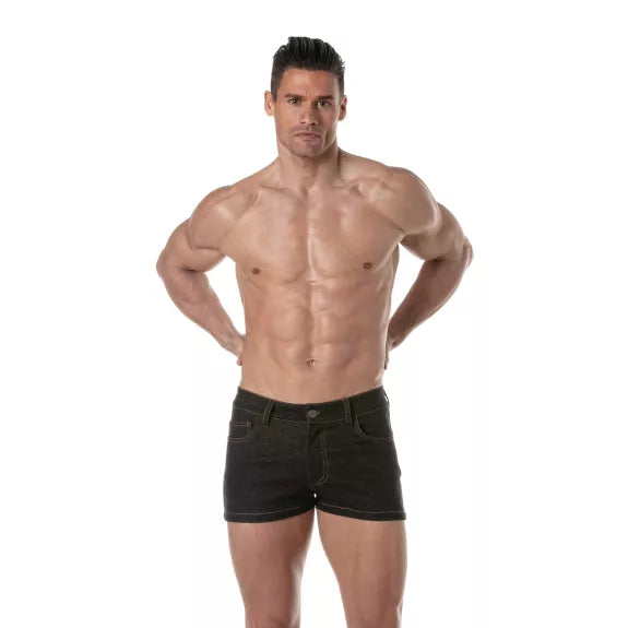 Herren Mini Shorts - Eng geschnitten, Stretch Denim, urbaner Look, Schwarz | TOF Paris