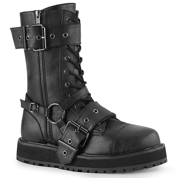 VALOR-220 Plateau Stiefel schwarz matt Schnürung Schnallen von DemoniaCult