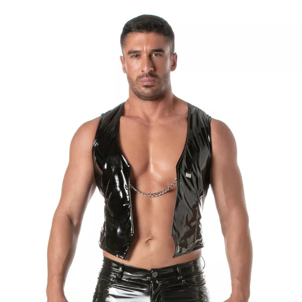 Chain-Weste schwarz mit elegantem Gold-Detail - edgy und bequem, Schwarz | TOF Paris