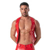 Weste mit Kette - Rotes Vinyl, auffälliger Look, Premium-Qualität | TOF Paris