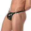 Herren String - Stretch Vinyl, großzügige Fronttasche, schwarz | TOF Paris