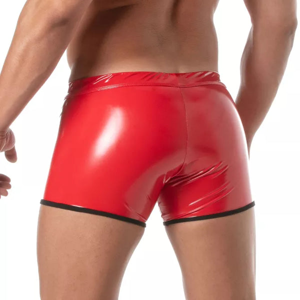 Push-Up Boxer mit Reißverschluss - Sexy, roter Vinyl-Style | TOF Paris